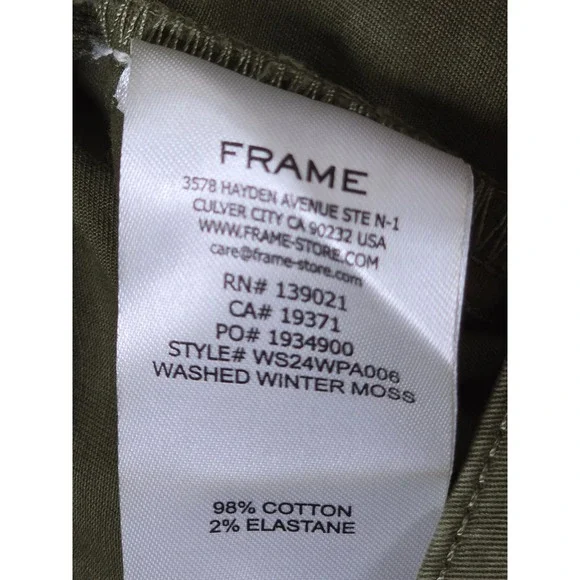 FRAME UTILITY POCKET PANTS GREEN WASHED WINTER MOSS Women's Size 33 NWT - Picture 13 of 14